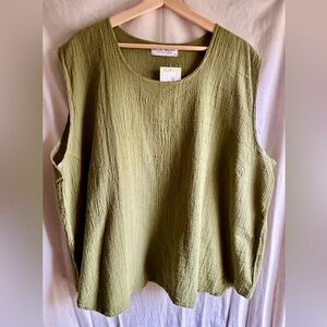 NWT Olive Green Cotton Tunic Top | Ezze Wear | Oversized Boho | 2X